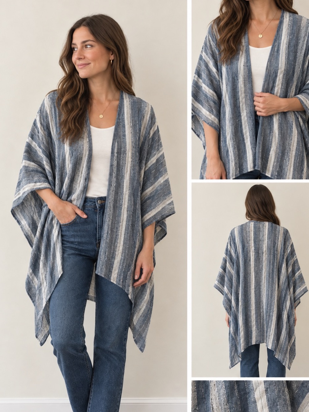Women’s Kimono Blue & White Striped